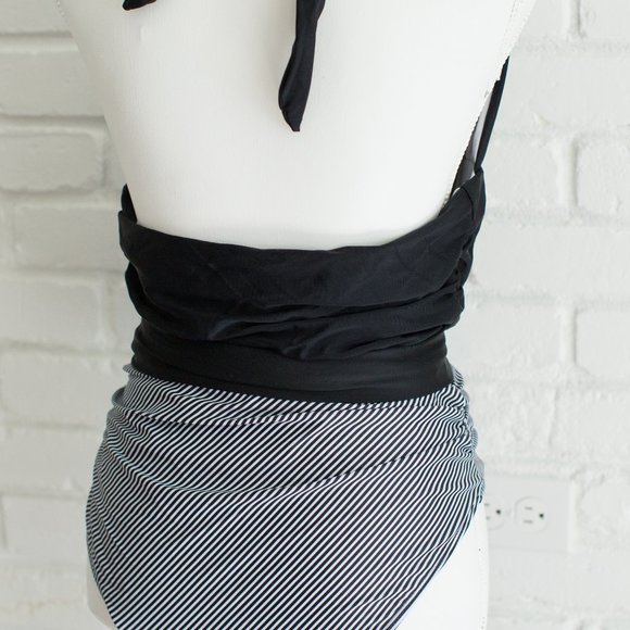 Tankini Swimsuit, with Belt, Stripped and black, XL - Picture 5 of 7